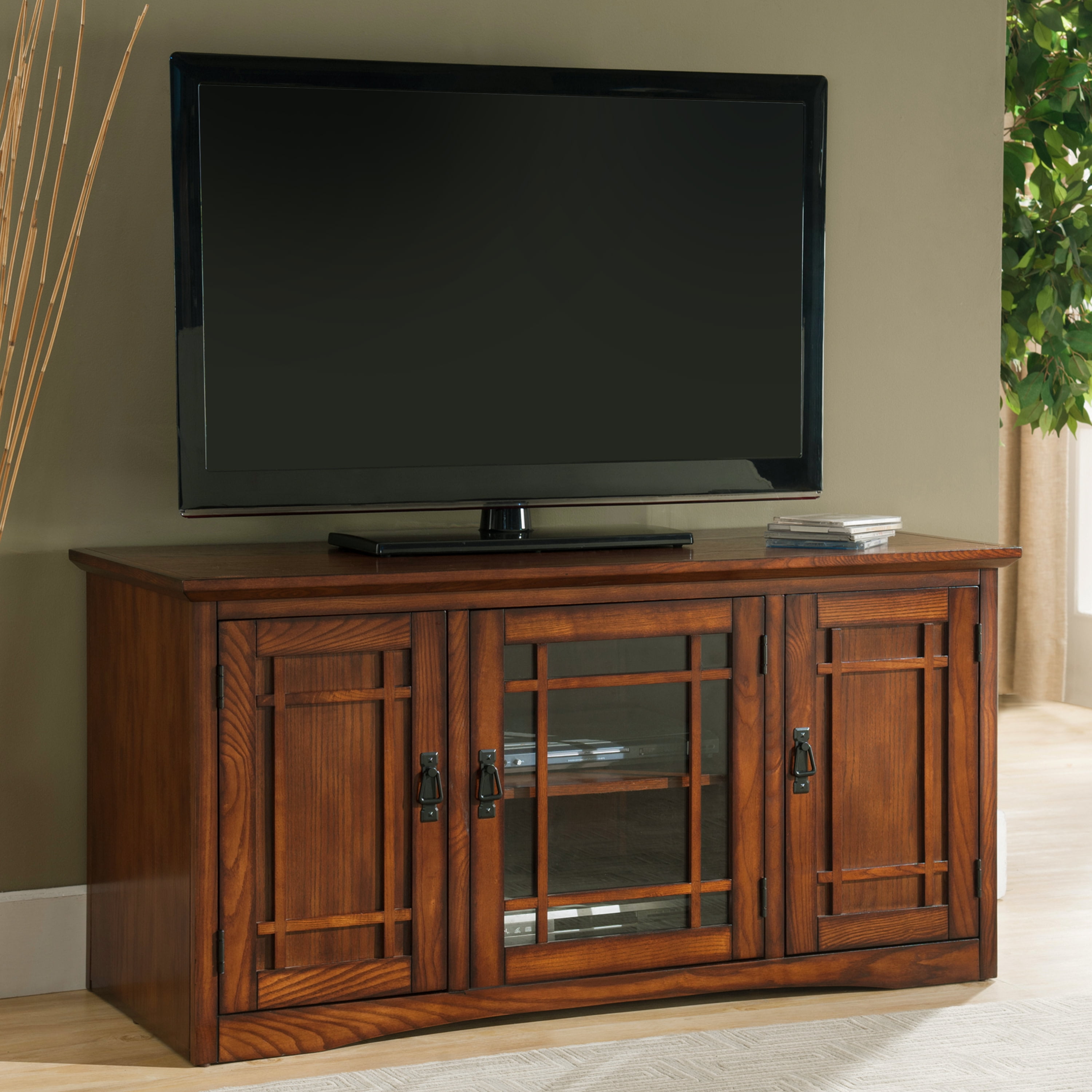 Mission TV Stand with Storage in Mission Oak 50 Inch Walmart