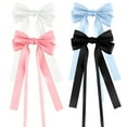 thumbnail image 2 of 4PCS Hair Bows for Women Girls Silky Bow Hair Ribbon Clips with Long Tail Alligator Metal Clips Hair Bows, 2 of 7