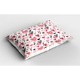 thumbnail image 2 of Ambesonne Valentines Pillow Sham 2 Pack, Doodle Heart Designs, 26"x20", Black Red Pink, 2 of 3