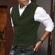 thumbnail image 5 of Chaleco de hombre con estampado de espiga Chaleco de traje de hombre Chaleco de hombre casual de color sólido, 5 of 6