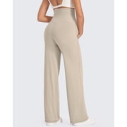 G4Free Maternity Pants Over The Belly Yoga Dress Work Pregnancy Pants Stretchy Lounge Wide Leg Trousers with Pockets