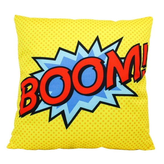 BOOM | Yellow | Anime | Fun Gifts | Pillow Cover | Home Decor | Superhero | Happy Birthday | Kids Room | Red Throw PIllow | Kids Decor | Room Decor