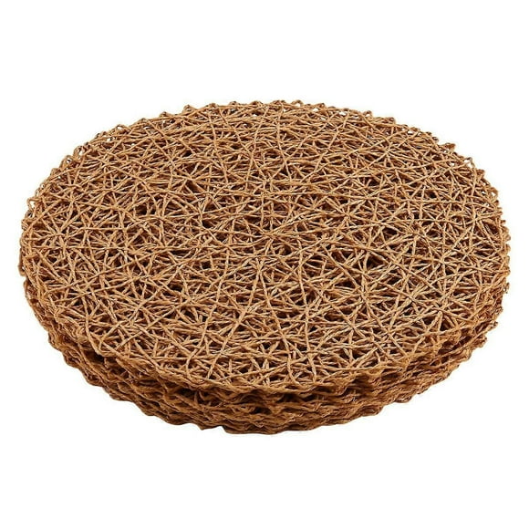 12pcs Paper Braided Round Placemats Non-Slip Heat Table Mats for Dining Tables Indoor & Outdoor Place Mats