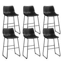 Waleaf 18 inch Bar Stools Set of 6,Counter Height Bar Stools with Back, Modern PU Leather Stools with Metal Leg and Footrest