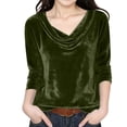 thumbnail image 2 of Tdoqot Girls Velvet T-Shirts- Long Sleeve Dressy Casual Soft V-Neck Party Tops Green Size 6, 2 of 6