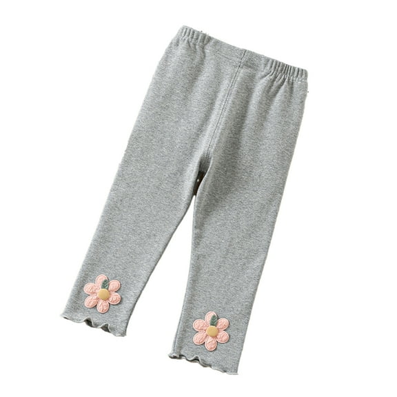 LYMAYTER Kids Girls Pants Toddler Cotton Flower Leggings Trousers Baby Spring Fall Casual Bottoms Pants for 1-5 Years
