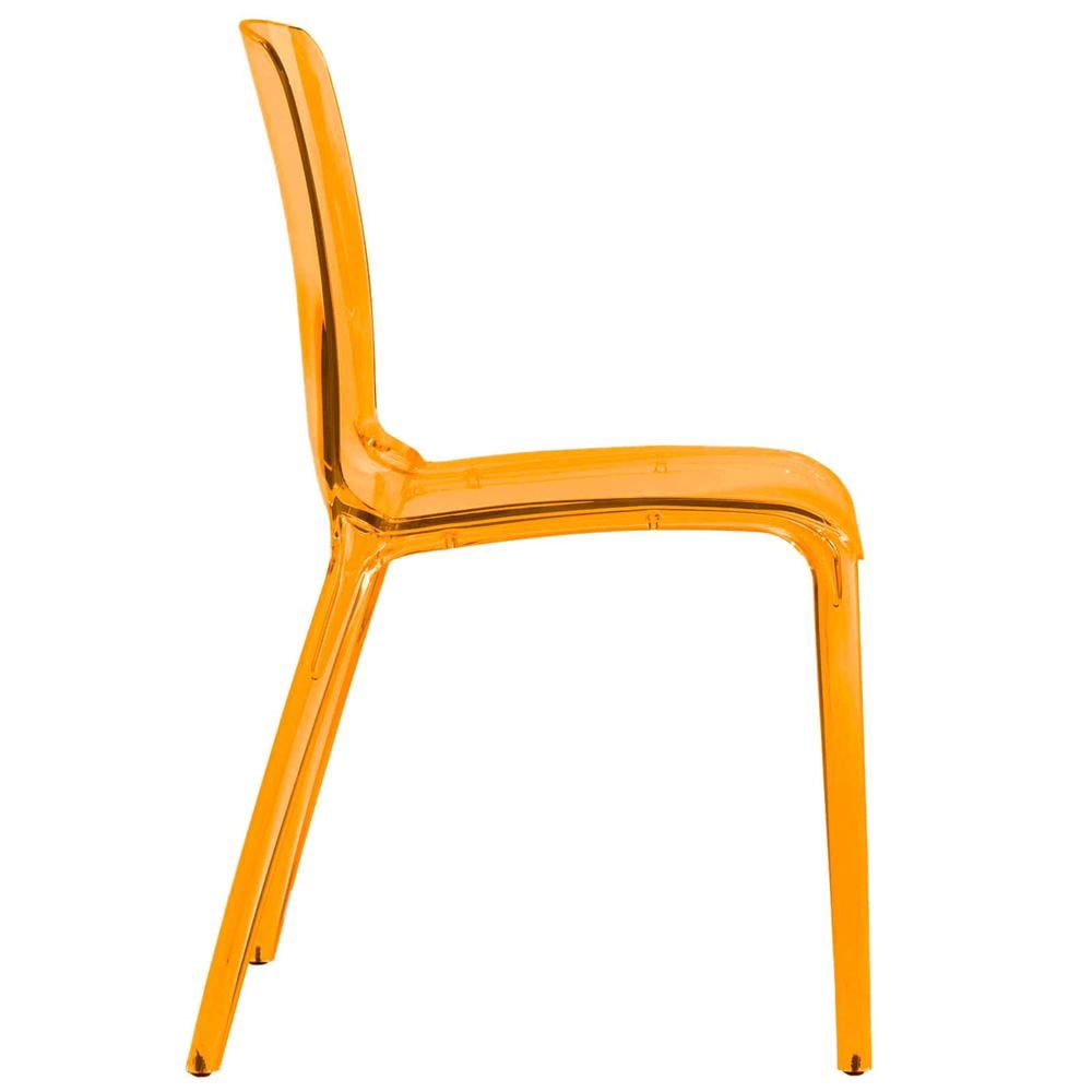 LeisureMod Murray Mid-Century Modern Dining Chair - Transparent Orange Acrylic, Ergonomic Design, Stackable