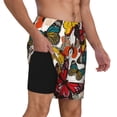 thumbnail image 2 of Sigee Retro Floral Butterfly Print Mens Swim Trunks with Compression Liner Quick Dry Swim Stretch Beach Shorts with Pockets,S-3XL, 2 of 7