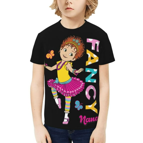 Fancy Nancy Boys Girls T-Shirts Graphic Print Short Sleeve Tops Casual Crew Neck T-Shirt Streetwear for Youth Kids