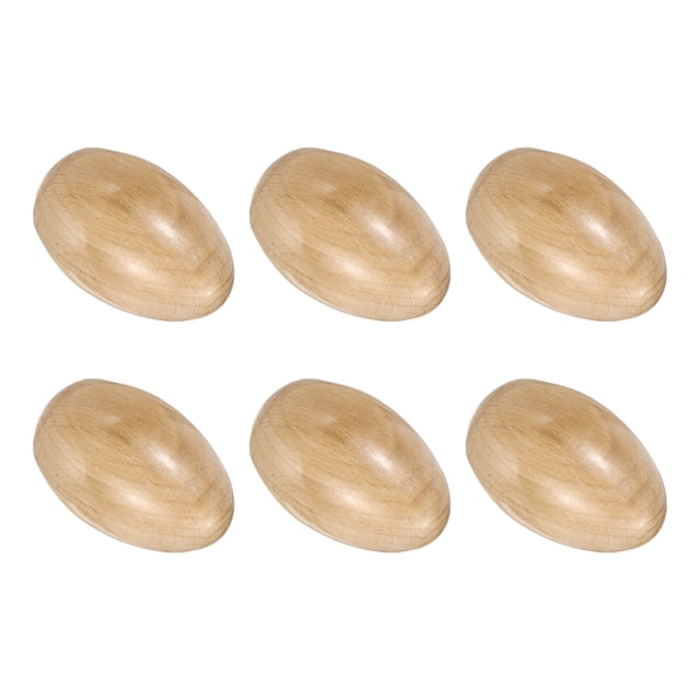 Uxcell 6 Pcs Wood Egg Shaker Wood Musical Eggs Hand Percussion Shaker Wooden Hand Percussion Instrument for DIY Painting Music Learning Easter Party Performance (Wood Color)