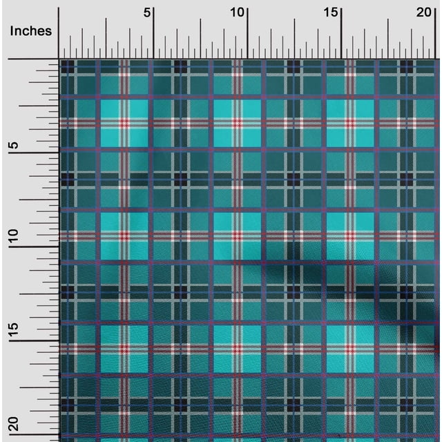oneOone Silk Tabby Fabric Tartan Check Printed Fabric 1 Yard 42 Inch Wide