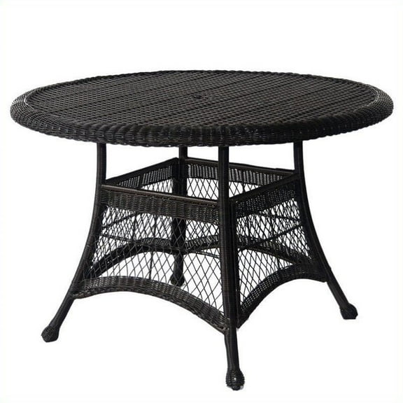 Jeco Wicker 44" Round Dining Table in Espresso