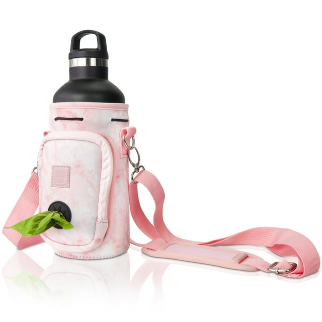 Made Easy Kit Porte-Bouteille d'Eau avec Poche pour Sacs à Déchets de Chien et Bandoulière Rembourrée Réglable
