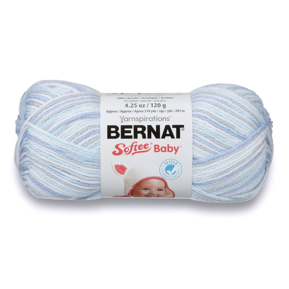 Bernat Softee Baby Variegates Yarn, Blue Flannel, 4.25oz(120g), Light