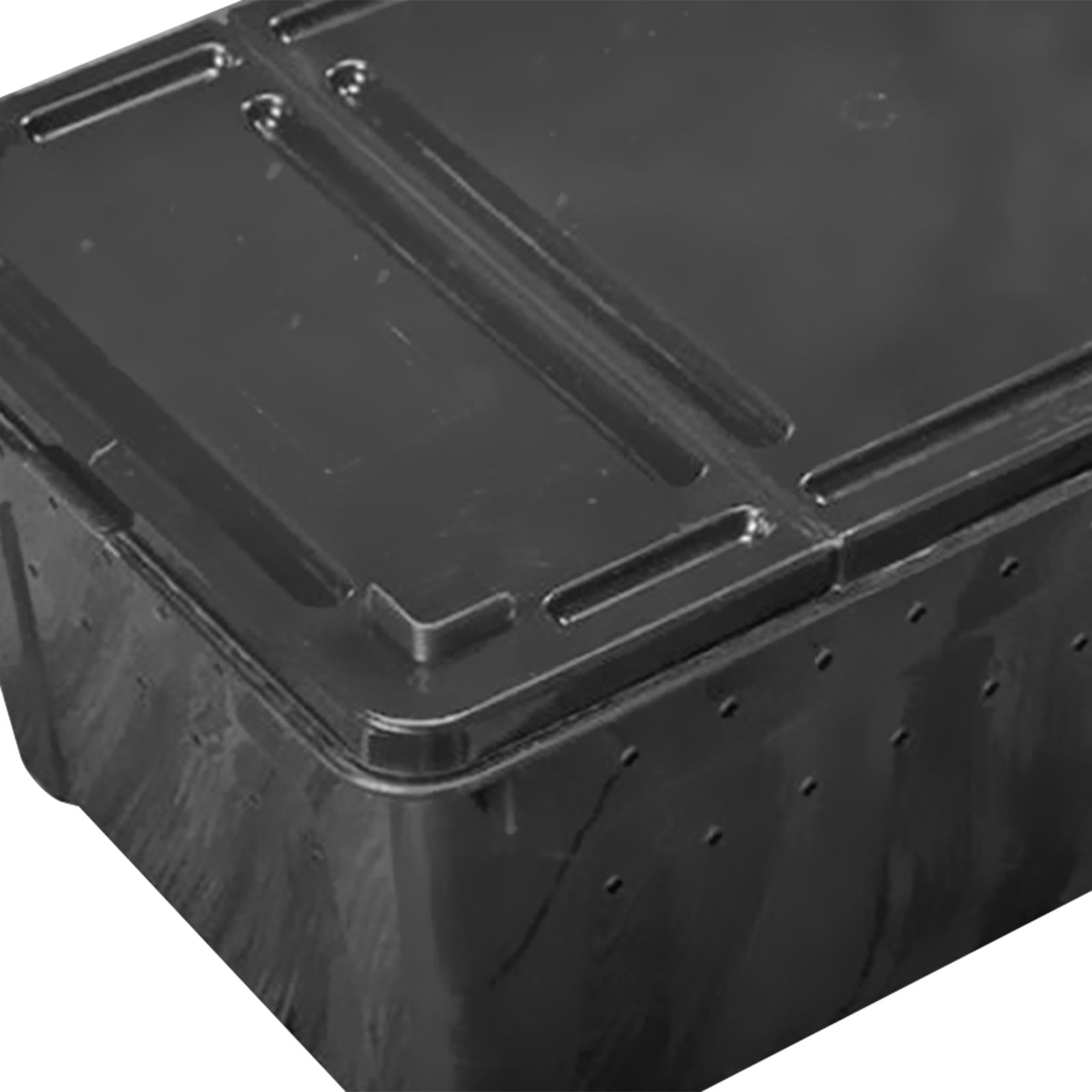 Bvdfgk Portable Turtle Tank Small Fish Tank Pet Feeding Box with Lid Snake Breeding Box black
