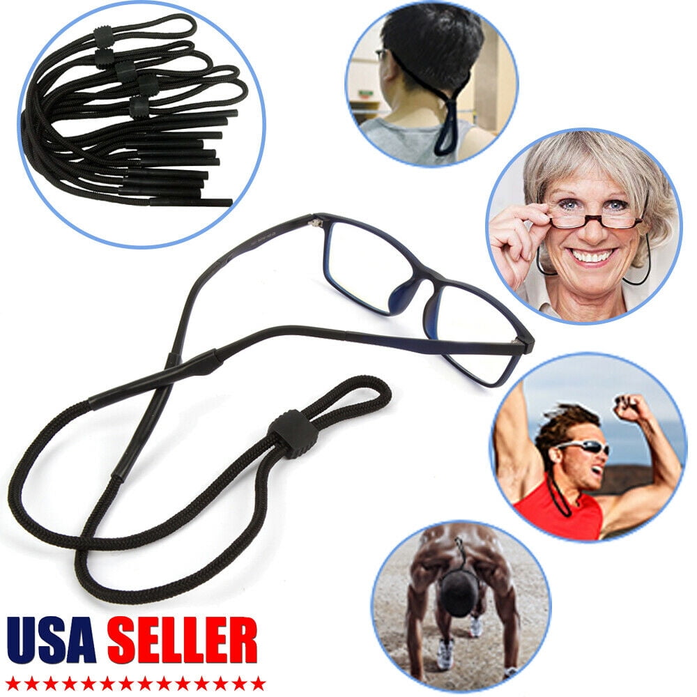 No Tail Glasses Strap for Sports Sunglasses Eyewear Retainer Adjustable Strap for Men Women Kids Black 4 Pcs Eyeglass String Holder Strap 