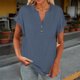 thumbnail image 2 of Blusas para las Mujeres Casual Verano Botón Sólido Camisa V-Cuello Blusa Suelta, Camiseta de Lino de Algodón para Acampar Al Aire Libre Y Uso Diario, Estilo Vintage, 2 of 9