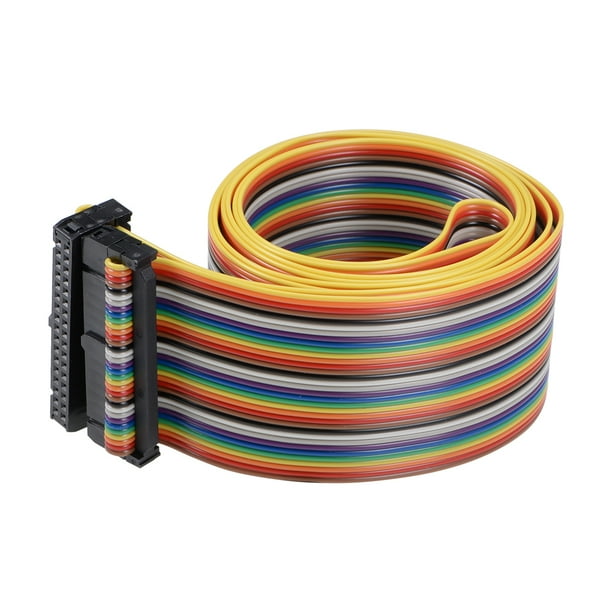 Flat Ribbon Cable Rainbow Wire, 34Pin 128cm with IDC Connector F/F for