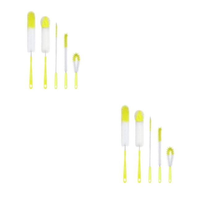 Injueey 5X Cleaning Brush Cup Bottle Glass Long Scrubber Multi-purpose Handle Brushes Narrow-mouth Wall for Accessories 2Conjunto