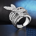 thumbnail image 3 of Womens Dragonfly Ring Diamond Inlaid Gold Plated Fashion Jewelry Elegant Unique Statement Gift For Her Durable, 3 of 6