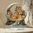 thumbnail image 4 of Bohemian Dream Moon Cabin Figurine - Boho Style Bedroom & Desktop Decoration, Whimsical Moon House Ornament for Home, Shelf, Mantel, Bohemian Decor Gift for Room Aesthetic, 6.7*8in, White, 4 of 6