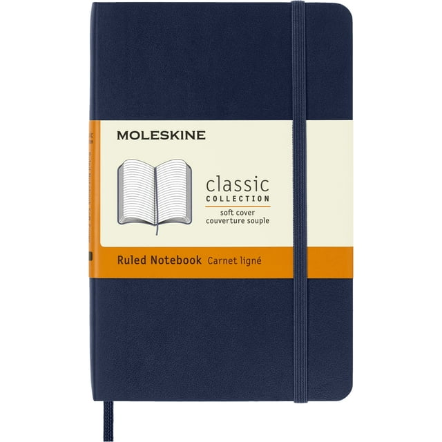 Libreta Moleskine Classic con tapa blanda, bolsillo, color azul zafiro