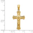 thumbnail image 3 of 14k Yellow Gold Polished Textured Crucifix Pendant Charm, 3 of 4