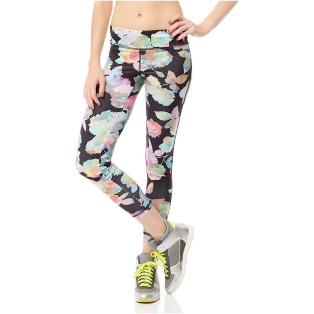 Aeropostale Womens Floral Active Athletic Track Pantalones, Negro, Mediano