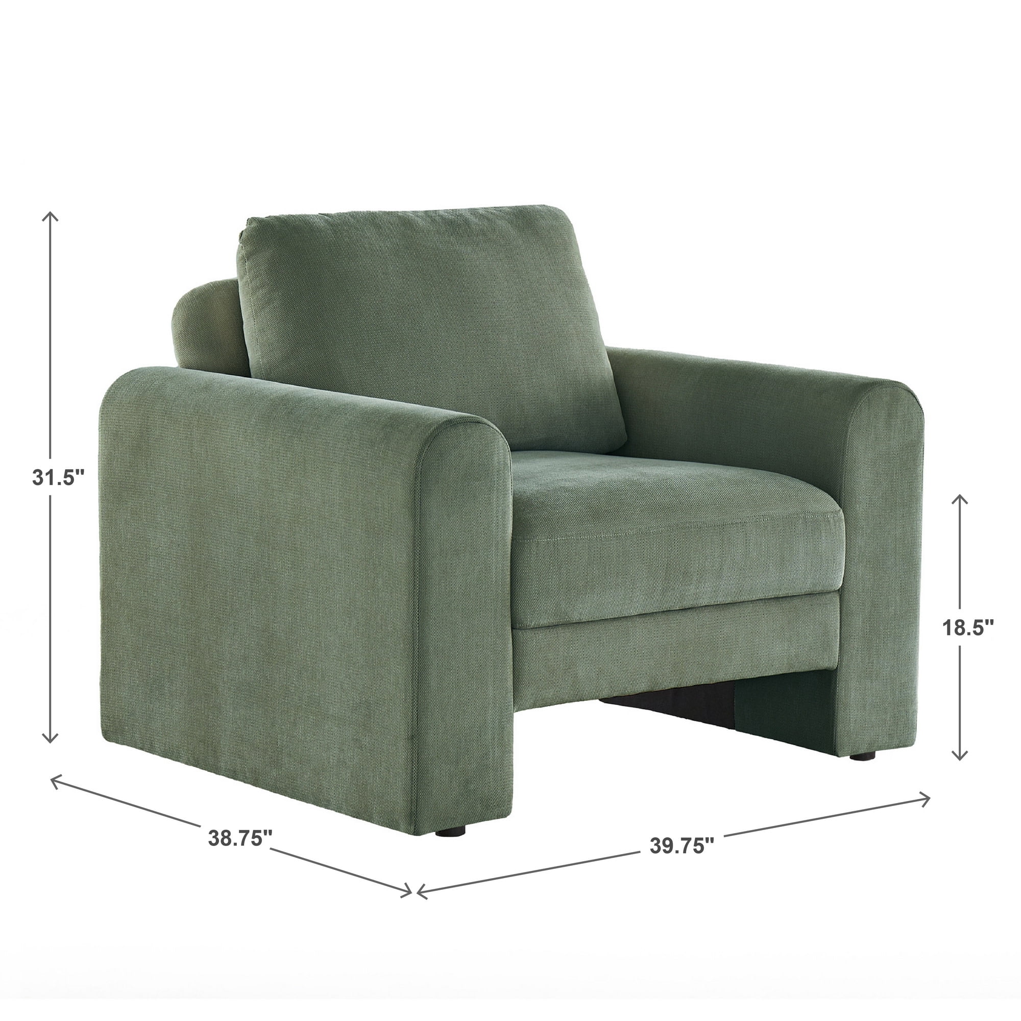Weston Home Hampden Round Arm Chenille Accent Chair in Moss Green