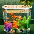 thumbnail image 6 of Goldfish Bowl Fish Tank, Plastic Aquarium Home Decor, Clear Desktop Tank, For Living Room Bedroom, Transparent Material, With Green Plant Basket, Water Pump Feed Holes, Unbreakable, Easy To Clean, 6 of 8