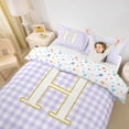 thumbnail image 3 of Castle Fairy Lattice Gold Letter H Twin Bedding for Girls,Minimalism Checkered Duvet Cover Set,2pcs,No Comforter, 3 of 6