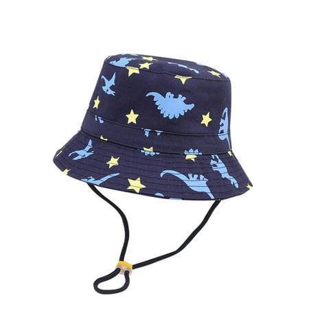 

kpoplk Baby Hats 6-12 Months Bucket Chin Sun Spring Cartoon Adjustable Cap Outdoor Cute Strap Hat Sun Hats Protection Kids(B)