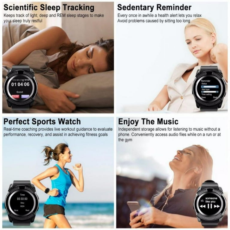 V8 Phone Watch English Men s And Women s Smart Watches With Music Player With Sim Card Slot Topwoner Walmart