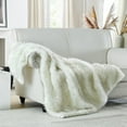 thumbnail image 1 of Luxury Plush Faux Fur Throw Blanket, Long Pile Brown with Black Tipped Blanket, Super Warm, Fuzzy, Elegant, Fluffy Decoration Blanket Scarf for Sofa, Armchair, Couch and Bed, 50''x 60'', 1 of 7