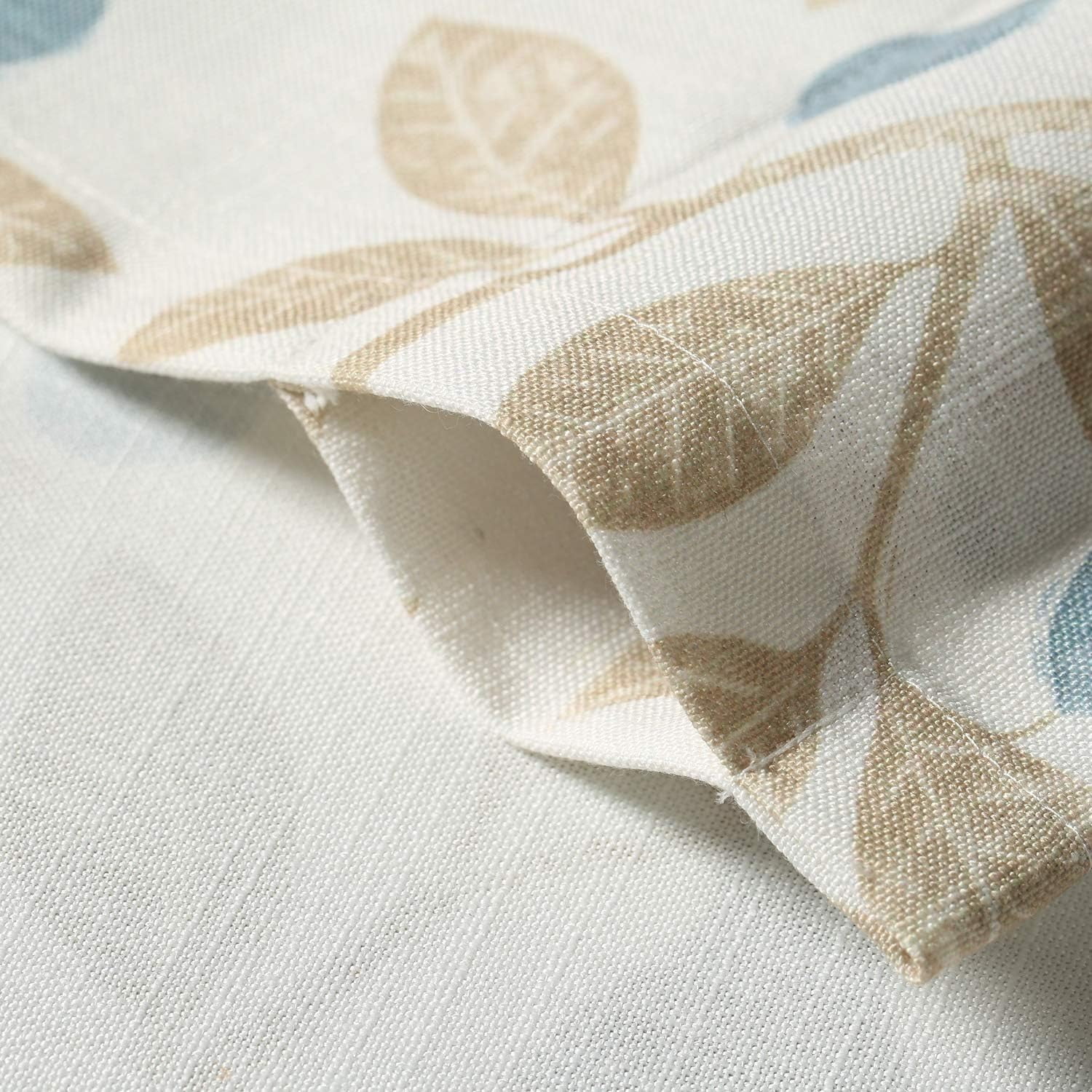 Kitchen Curtains 24 Inch Length, Green Leaves Print Linen Texture Short Tier Curtains Rod Pocket Valances for Dining Room, 30 x 24, 2 Panels