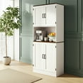 thumbnail image 2 of DIYART 71" Tall Pantry Cabinet with Charging Station, Farmhouse Kitchen Hutch with Adjustable Shelves, Modern Kitchen Pantry Storage Cabinet for Dinning Room & Living Room, Antique White, 2 of 7
