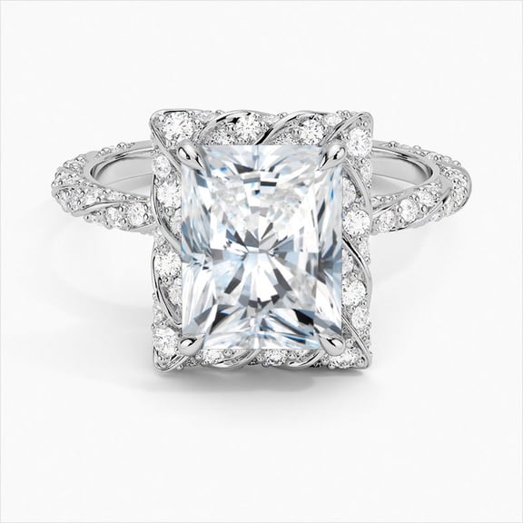 Dash Jewel Radiant Cut Excellent 2.1 Ct Diamond Ring For Women's - Silver 14k White Gold Over Ring -Wedding Diamond Rings - Floral Halo Diamond Rings for Women's - Flower Shape Diamond Rings