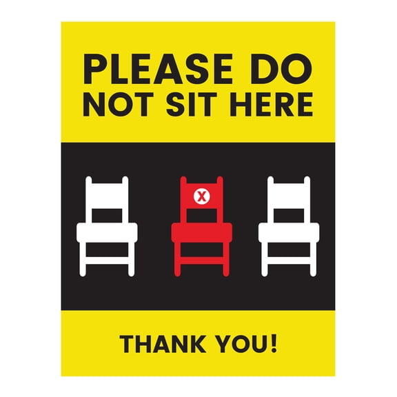 Koyal Wholesale Restaurant Social Distancing Please Do Not Site Here, 3 Chair Design Business Signs, 10-Pack
