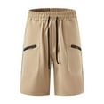 thumbnail image 3 of Hvot&aat Men's Casual Multi-Pocket Zipper Half shorts Pants Drawstring Tie-Front Fitted Pants Straight Shorts, 3 of 7