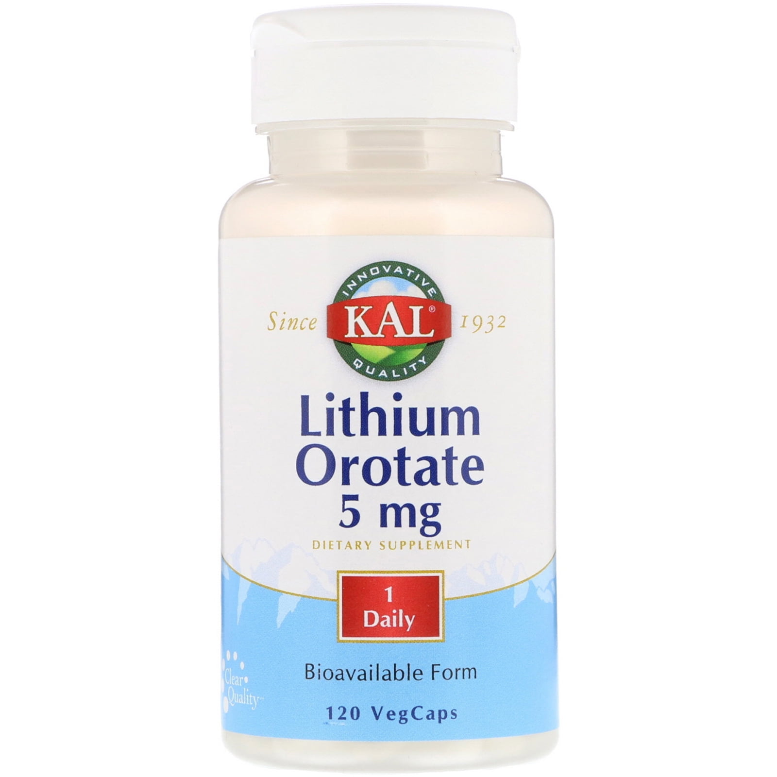 KAL Lithium Orotate 5mg Low Serving Of Chelated Lithium Orotate For