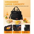 thumbnail image 4 of HOTOR Lunch Box for Women - Dual-Insulated Cooler Bag with Front and 2 Side Pockets, 3-Layer Leakproof, Lunch Tote for Hang & Lift, 11" x 5.5" x 8.7", Black, 4 of 7