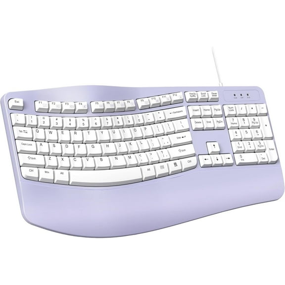 Ergonomic Keyboard Wired with Wrist Rest, Wave Keyboard for Natural Typing,Spill-Resistant Compatible with Windows/PC/Laptop