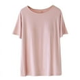thumbnail image 2 of Delliss Women's Trendy Comfy Short Sleeve Tops Crew Neck Casual Loose Fit Basic T-Shirt With Padded, 2 of 5