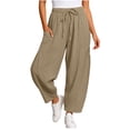 thumbnail image 7 of Tumotour Athletic Workout Running Pants for Women Elastic Waist Drawstring Wide-Leg Pants Slacks Summer Beach Trousers with Pocket, 7 of 7