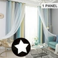 thumbnail image 1 of Double-layer Gradient Tulle Sheer Curtain + Blackout Curtains Hollow-Out Stars Eyelet Ring Top Room Darkening Starry Curtain Lady Women Kids Girls Children Bedroom Living Room Decor, 1 of 10
