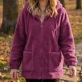 thumbnail image 5 of Plus Size Womens Fuzzy Winter Coats Full Zip Oversized Lightweight Hooded Fall Jackets with Pockets Drawstring Long Sleeve Loose Outerwear Size to 4XL, 5 of 9