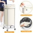 thumbnail image 2 of BGTREND 110L Rolling Laundry Hamper with Removable Bag, Round Steel Frame and Handle, Beige, 2 of 9