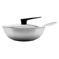 thumbnail image 2 of Sarten WOK de Acero Inoxidable 3 Capas Antiadherentes y Tapa de Vidrio Templado plateado 32 cm, 2 of 6