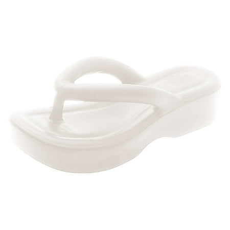 

nsendm Female Shoes Adult Bathroom Slippers Women Large Bottom Flip Flops Ladies Beach Sandals Slippers for Women House Shoes White 7