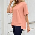 thumbnail image 5 of Vynhevius Womens Sweatshirts Crew Neck Raglan Short Sleeve Ribbed Hem Solid Loose Casual Pullover Tops, 5 of 9